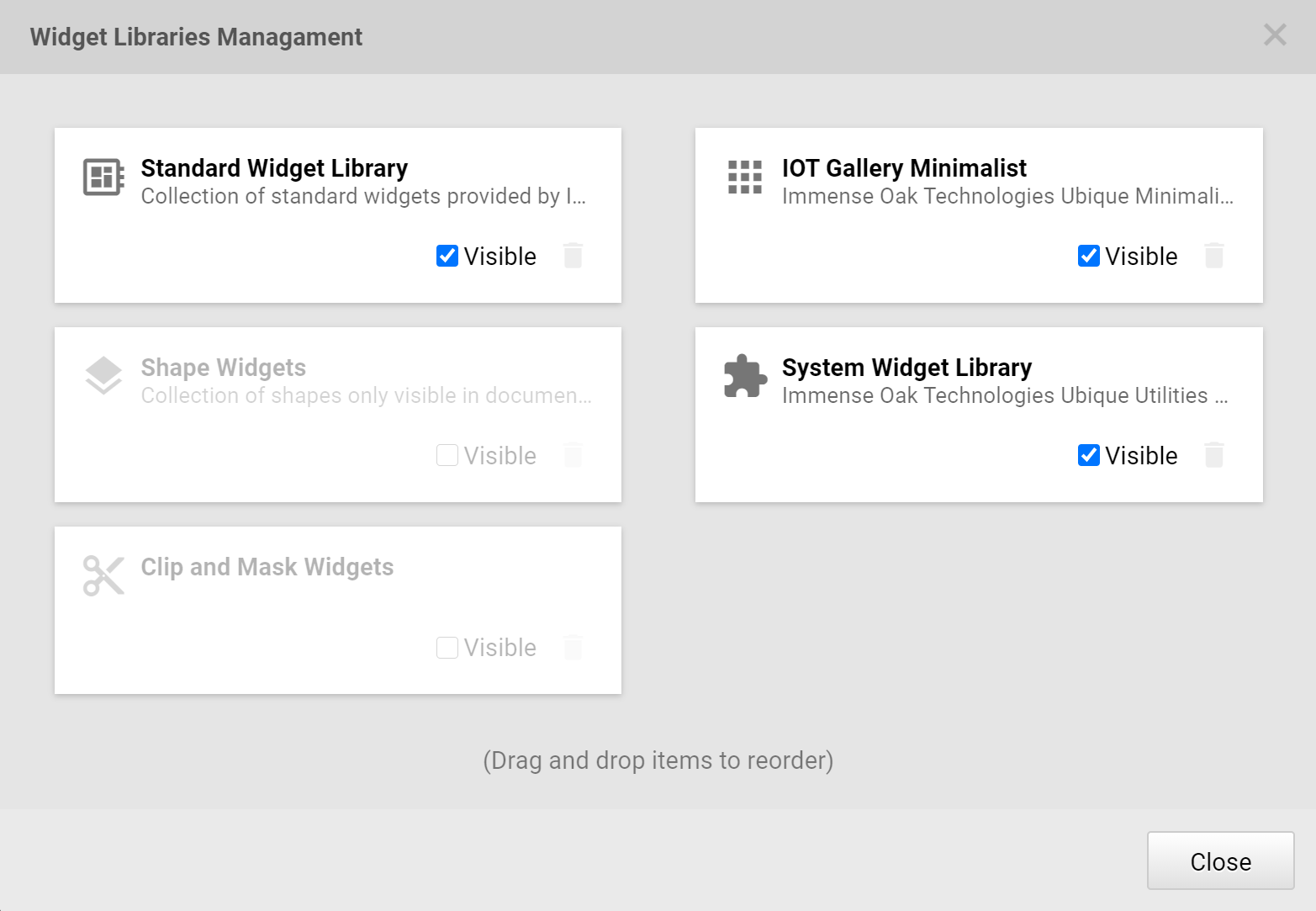 Figure 2-5 Widget Libraries Management