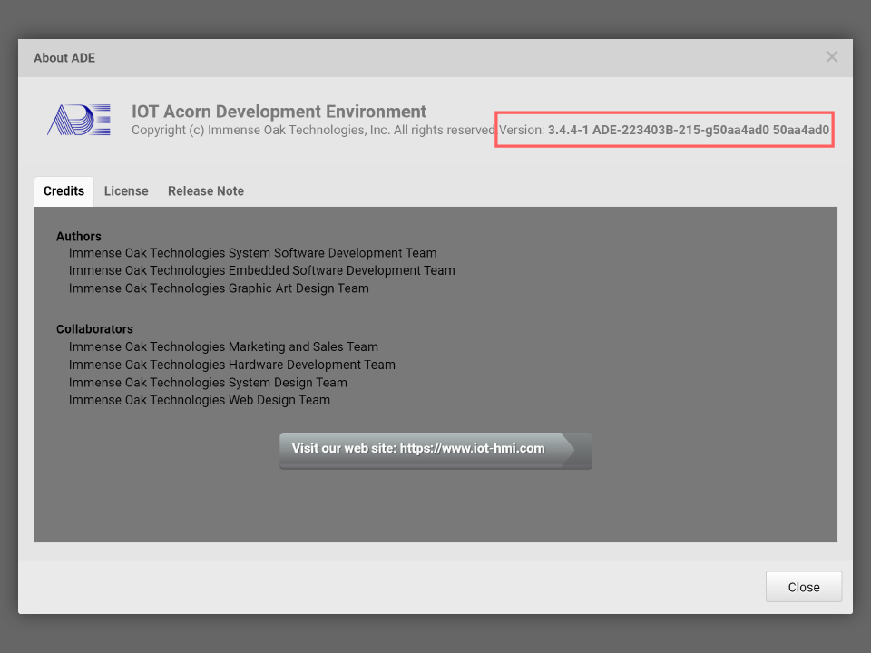 Figure 1-8 ADE About Window