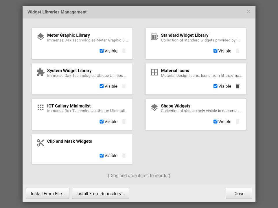 Figure 2-5 Widget Libraries Management