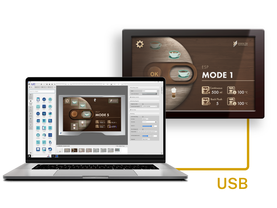 連接ubique panel 圖1-1 電腦透過USB連接Ubique Panel
