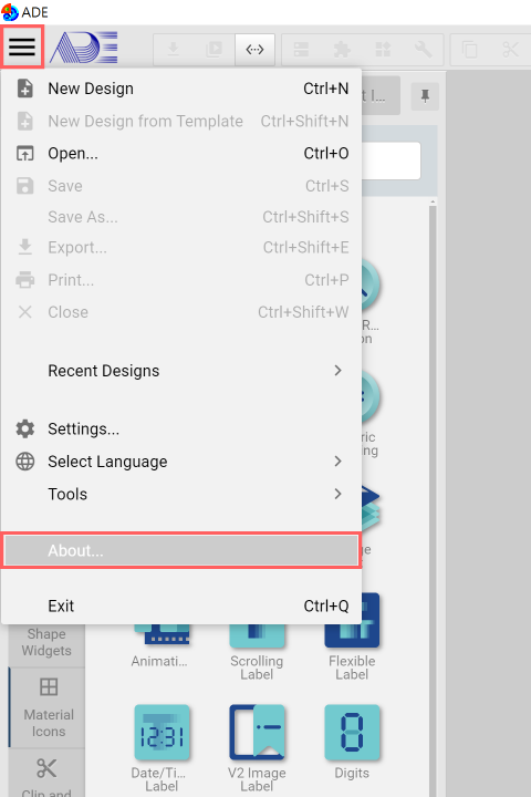 Figure 1-7 ADE System Menu